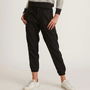MARINE LAYER HAZEL DRAPEY LINEN BLEND CROPPED JOGGER PANTS L black spring 2022